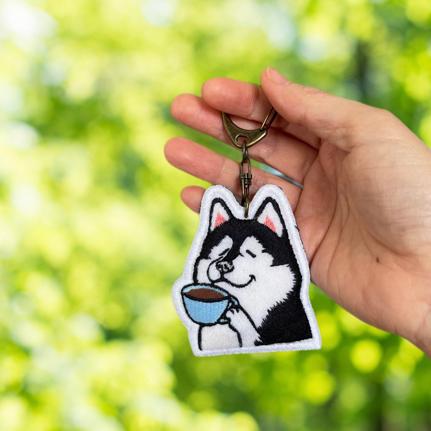 Husky Brews Handmade Embroidery Keychain