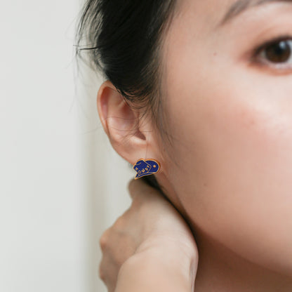 Blue Howdy Cowgirl Hat Enamel Earrings | Miss Modi