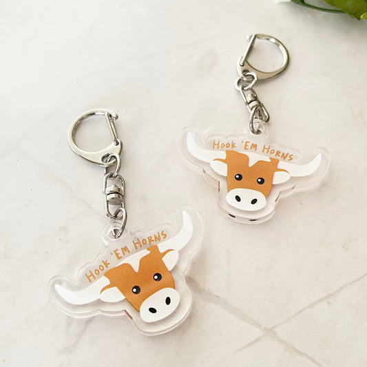 Hook 'Em Horns Texas Longhorn Acrylic Keychain