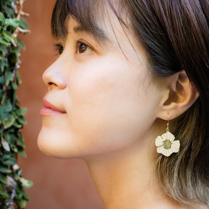 Mismatched Summer Hibiscus Enamel Drop Earrings