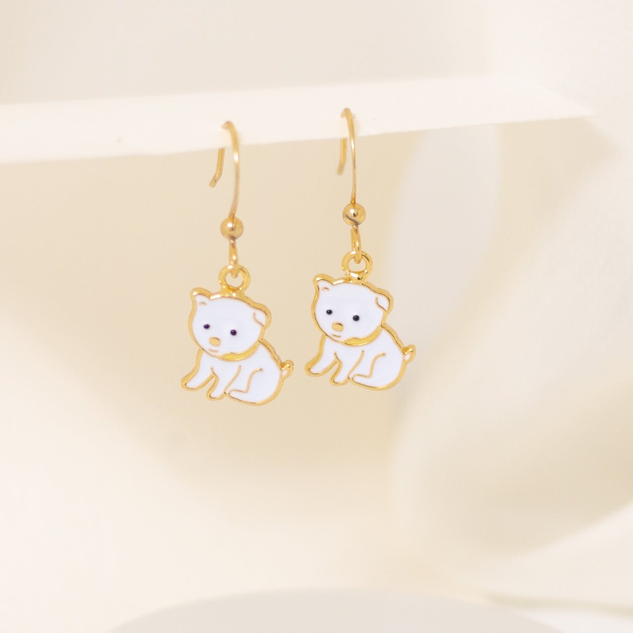 Baby Maltese Enamel Earrings/ Bracelet/ Necklace