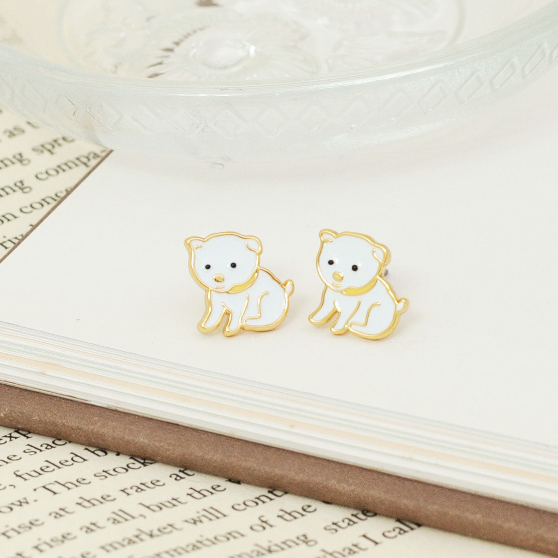 Baby Maltese Enamel Earrings/ Bracelet/ Necklace