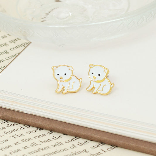 Baby Maltese Enamel Earrings/ Bracelet/ Necklace