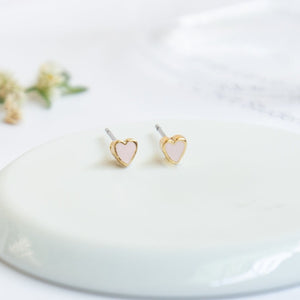 Tiny Hearts Enamel Stud Earrings