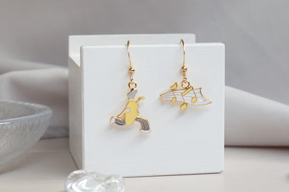 Dance. Sing. Repeat. Mismatched Enamel Earrings [One Piece]