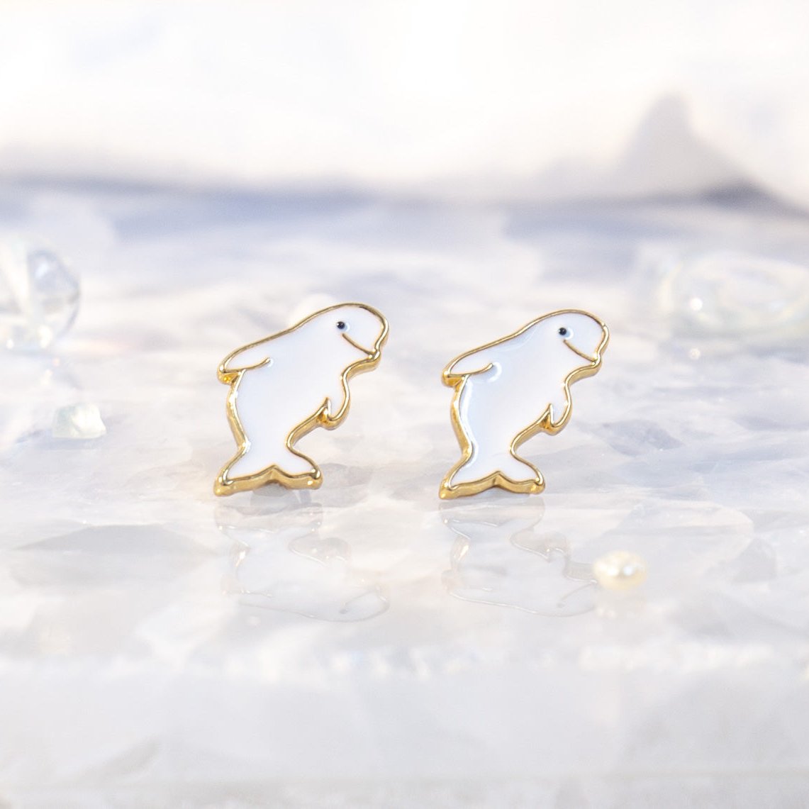 Baby Beluga Whale Enamel Earrings/ Bracelet/ Necklace