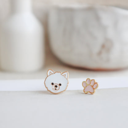 Doggy Mismatched Enamel Stud Earring [One Stud]