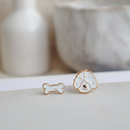 Doggy Mismatched Enamel Stud Earring [One Stud]