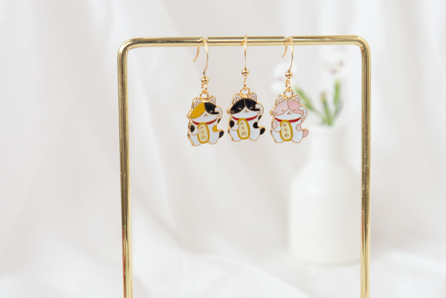 New! Manekineko Enamel Earrings/ Bracelet/ Necklace