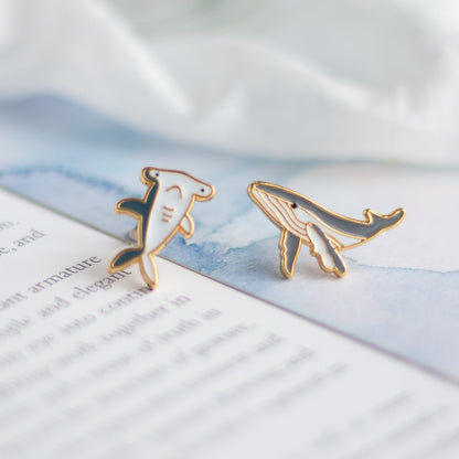 Sea of Love Mismatched Enamel Earrings [One Piece]