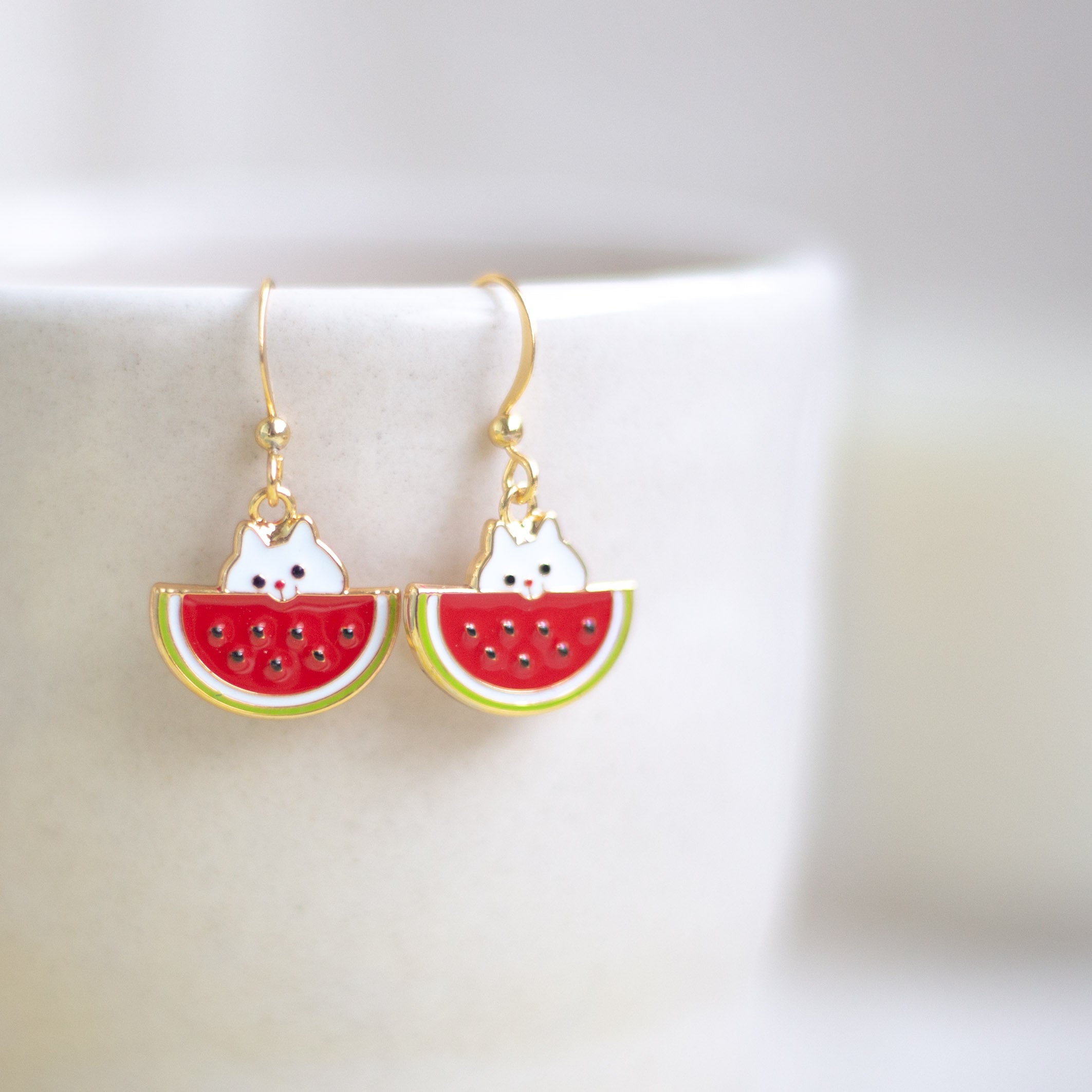 Watermelon Cat Enamel Earrings/ Bracelet/ Necklace