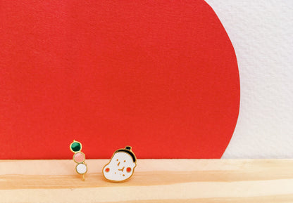 Japan Impression Mismatched Enamel Drop Earrings [One Piece]
