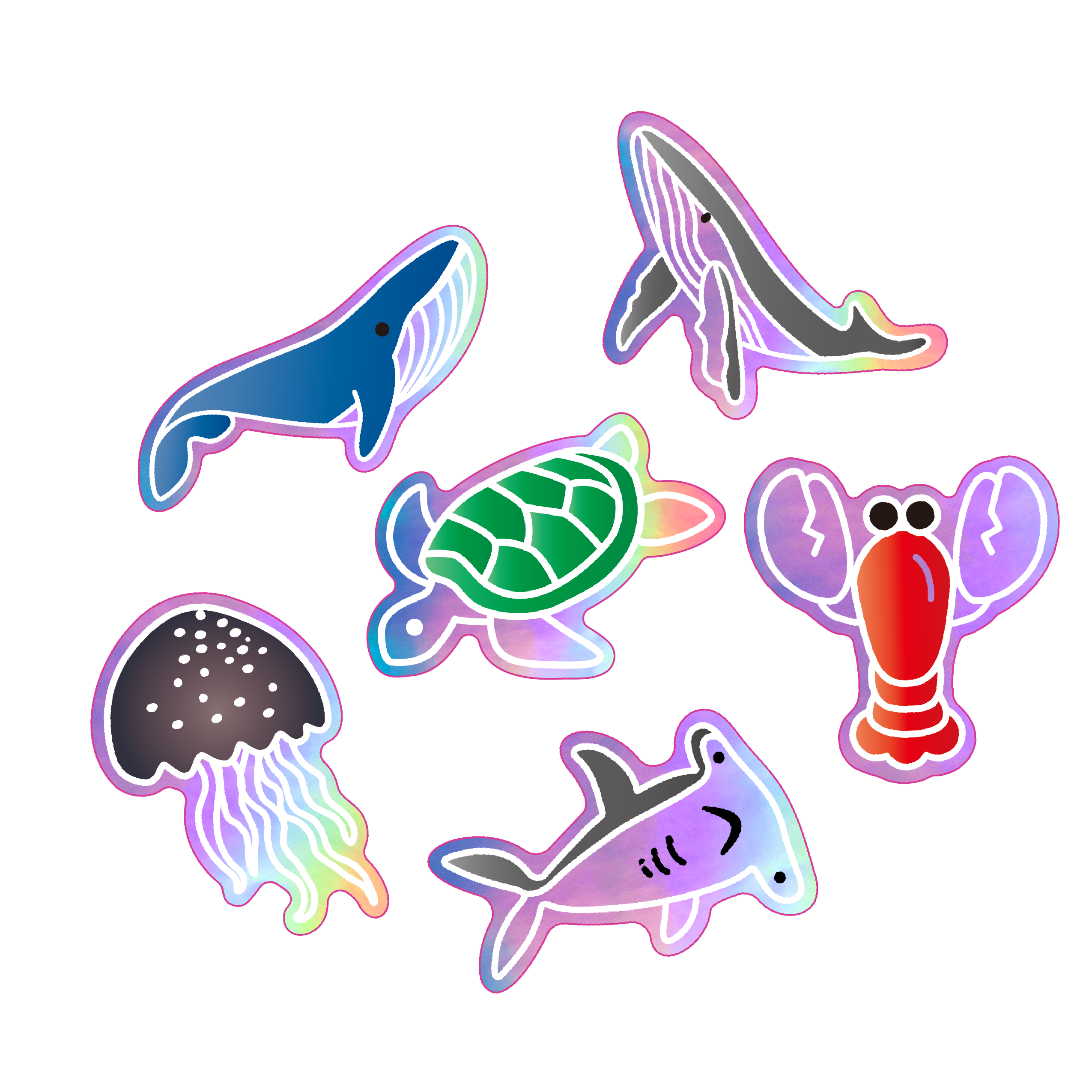 Sea Life Holographic Sticker Bundle