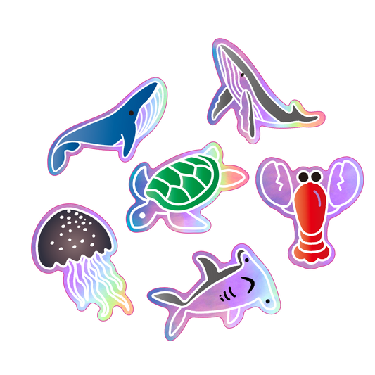 Sea Life Holographic Sticker 2-Pack Bundle