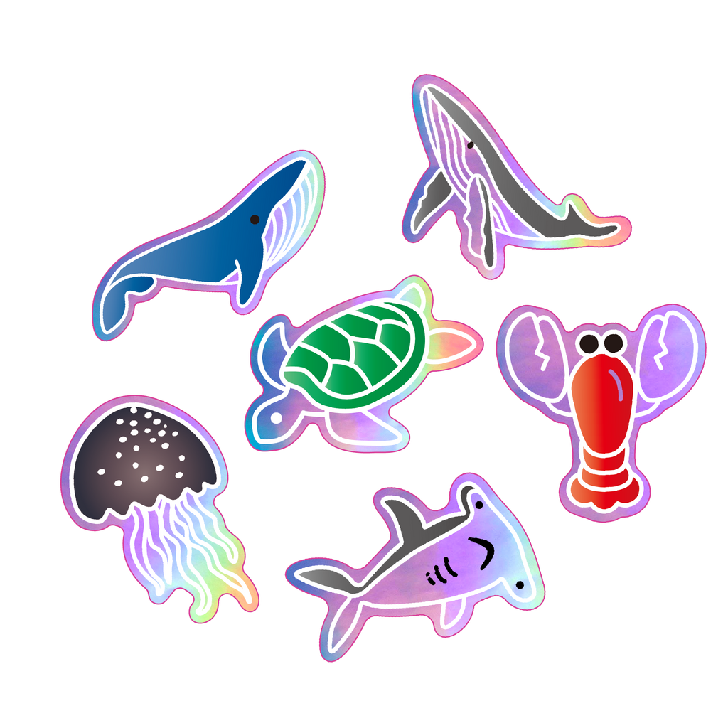 Sea Life Holographic Sticker Bundle