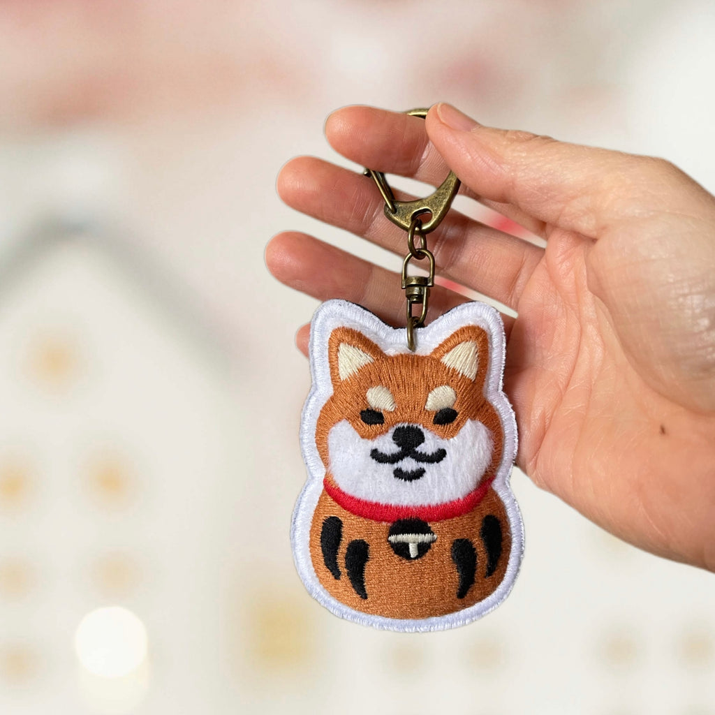 Smiley Shiba Handmade Embroidery Keychain