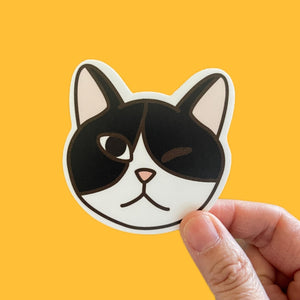 Winking Cat Vinyl Sticker