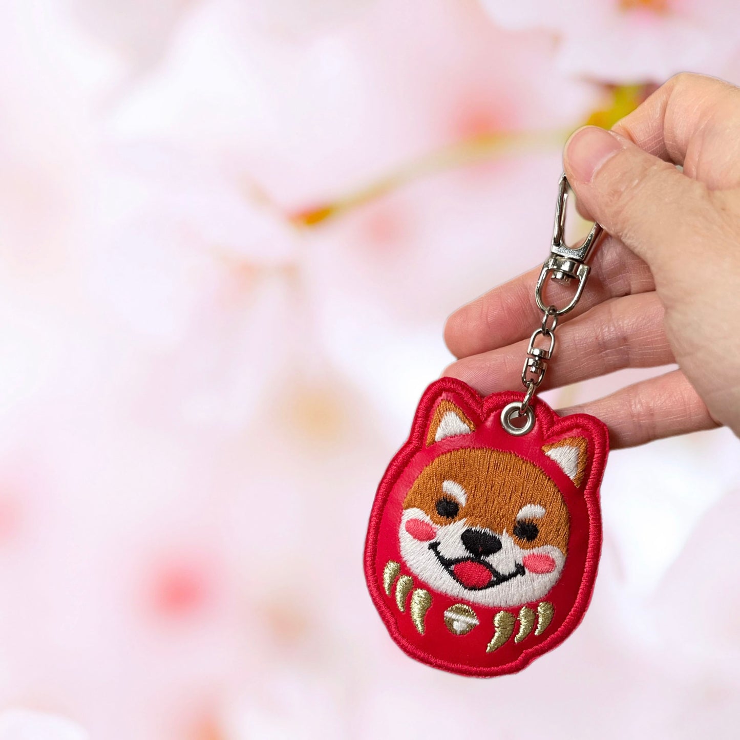 Daruma Shiba Inu Handmade Embroidery Keychain