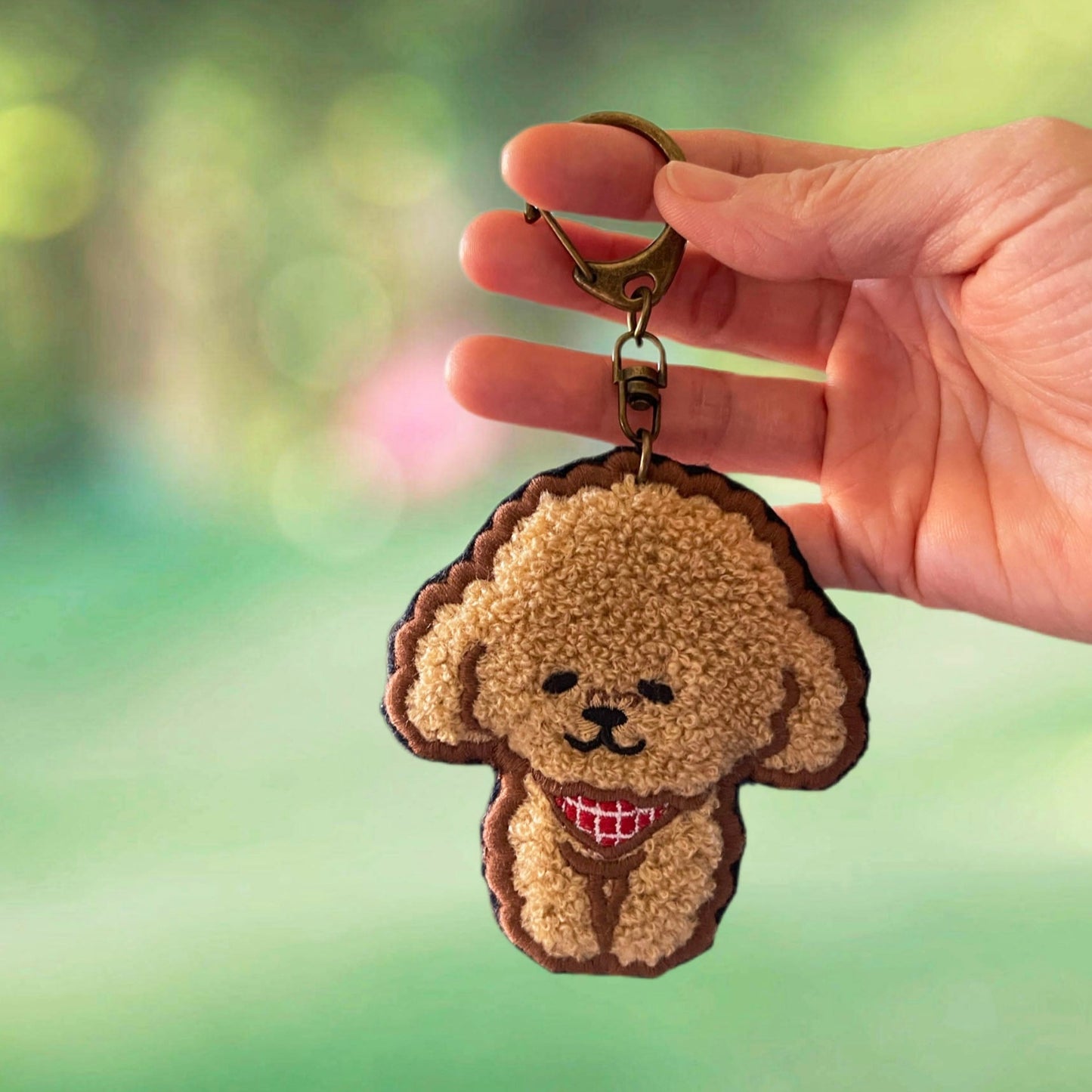 Golden Doodle My Poodle Handmade Embroidery Keychain