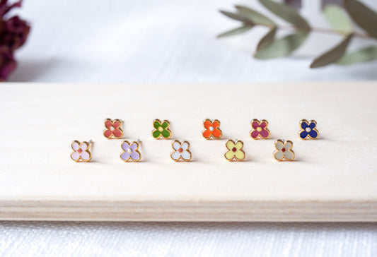 Tiny Flora Enamel Stud Earrings