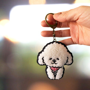 Golden Doodle My Poodle Handmade Embroidery Keychain