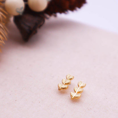 Pinnate Leaves Enamel Stud Earrings