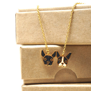 Handcrafted Two French Bulldog Friendship Enamel Necklace