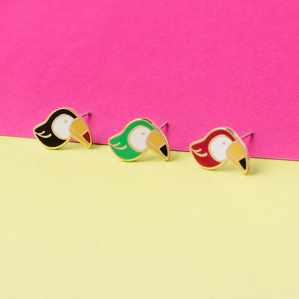 Toucan Enamel Stud Earrings | Miss Modi