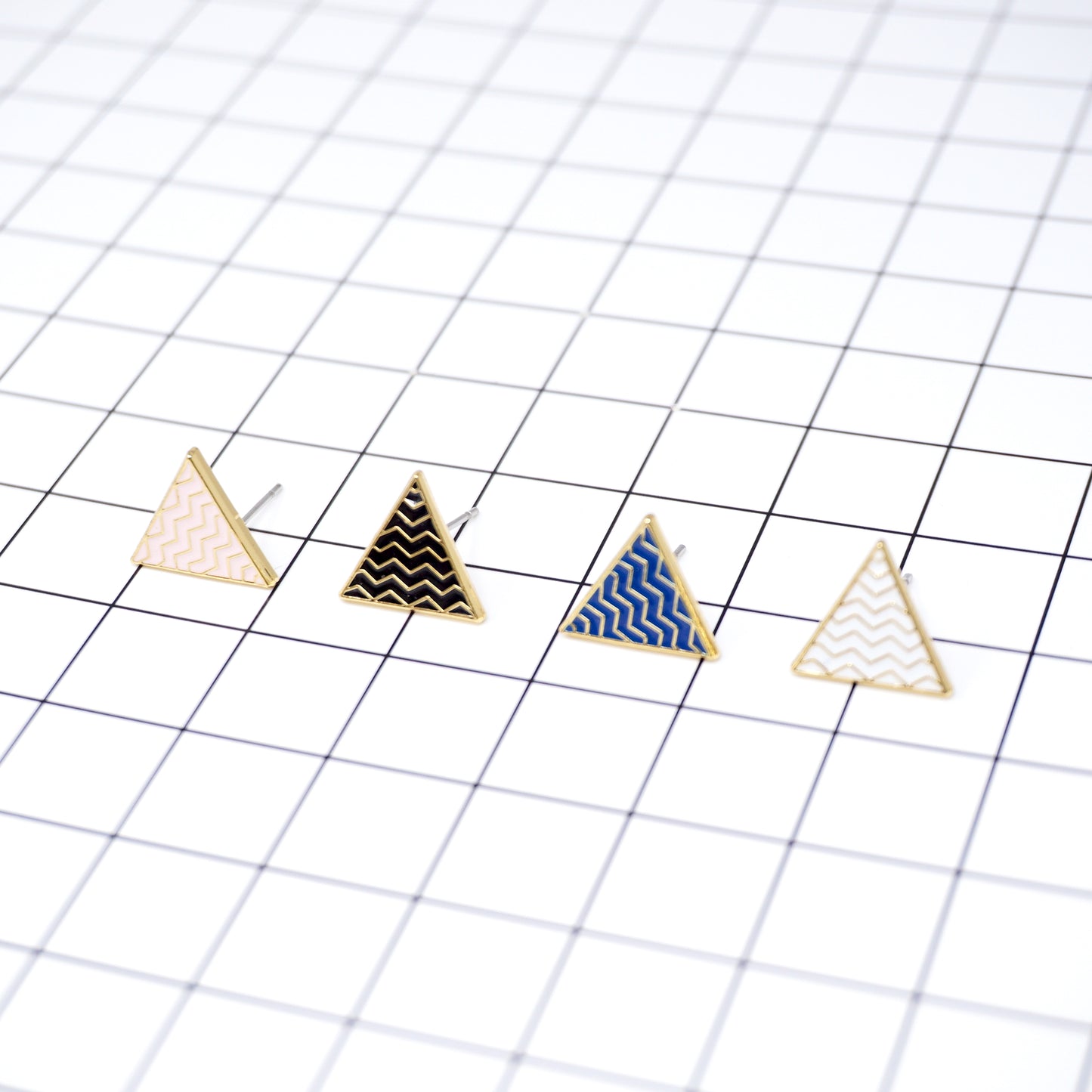 Geo Ripple Enamel Stud Earrings