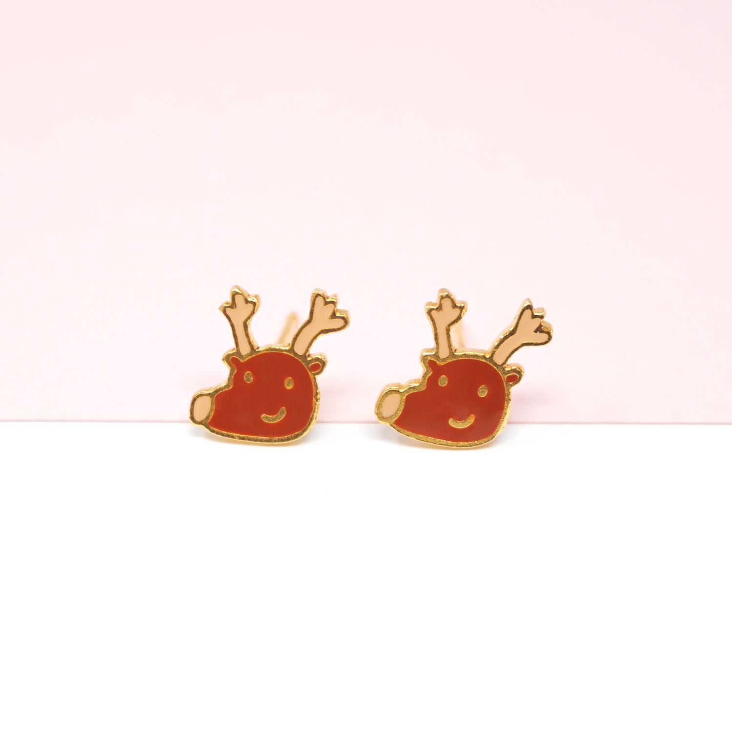 Reindeer on Vacation Enamel Stud Earrings