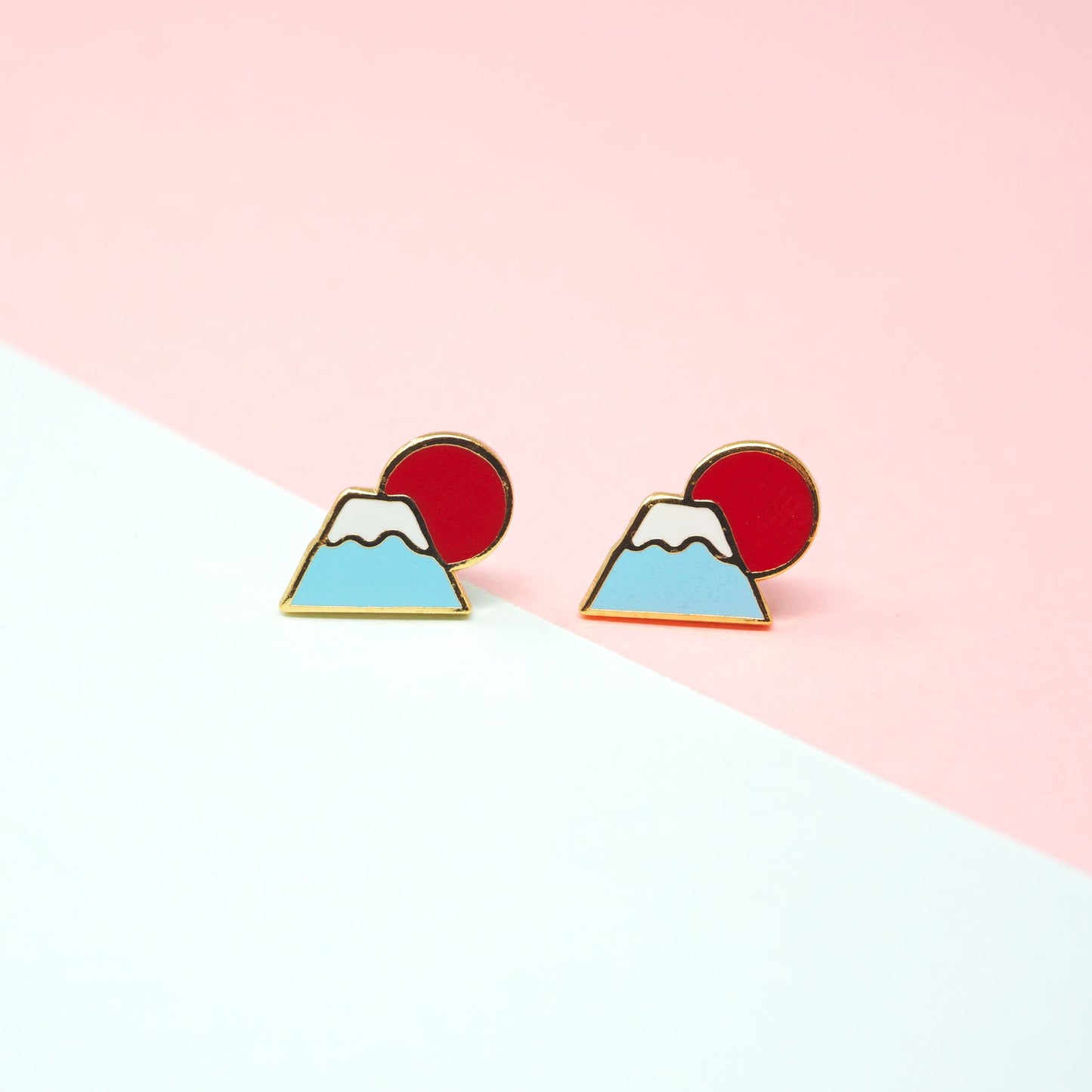 Miss Modi presents Handcrafted Mt. Fuji Sunrise Enamel Stud Earrings