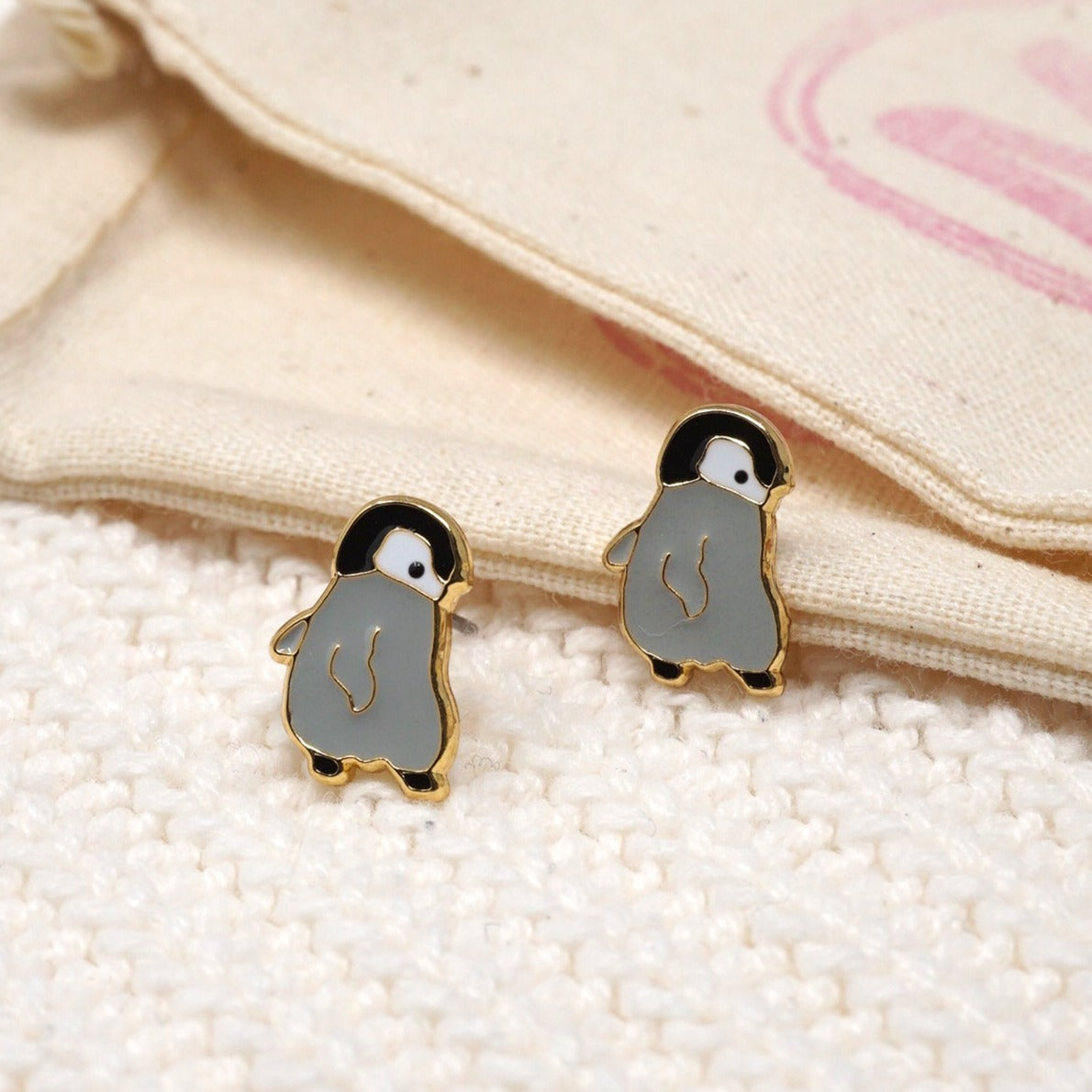 Penguin Enamel Stud Earrings