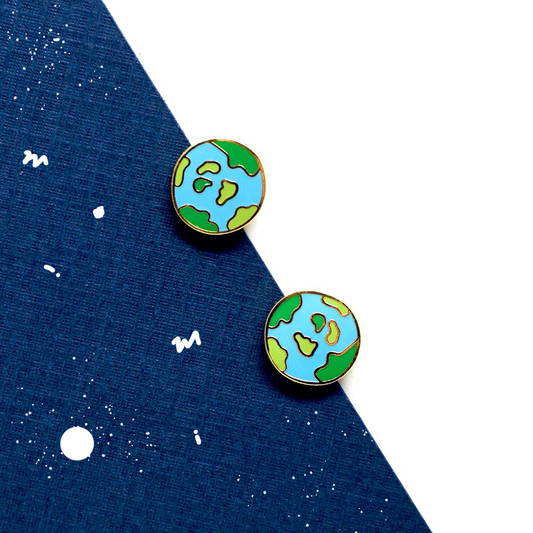 Handcrafted Earth Planet Enamel Stud Earrings | Miss Modi