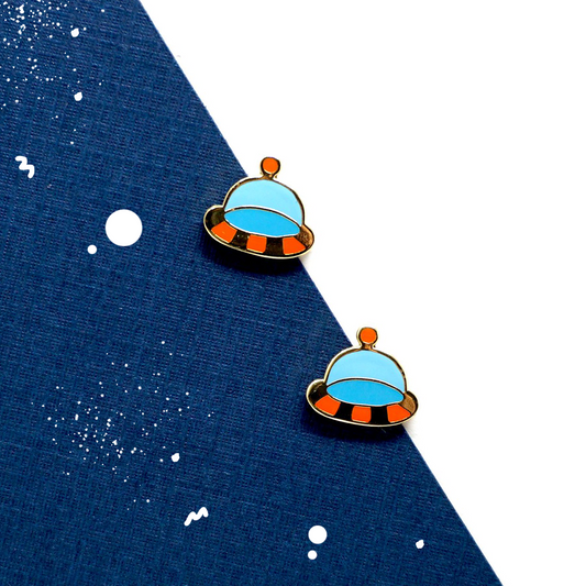 Handcrafted Floating UFO Enamel Stud Earrings | Miss Modi