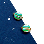 Handcrafted Green Planet Enamel Stud Earrings | Miss Modi