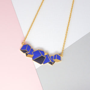 Miss Modi presents Handcrafted Blue Glacial Heart Ore Enamel Necklace