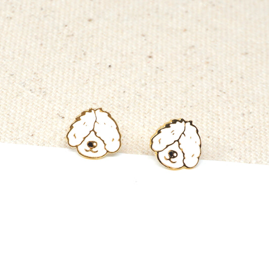 Handcrafted Old English Sheepdog Enamel Stud Earrings