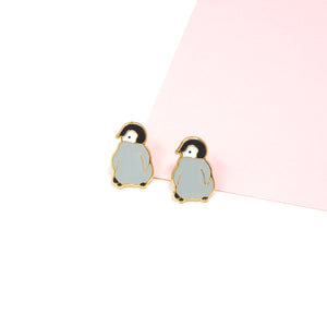 Handcrafted Penguin Enamel Stud Earrings