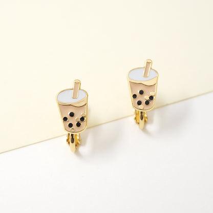 White Cap Boba Enamel Earrings/ Bracelet/ Necklace