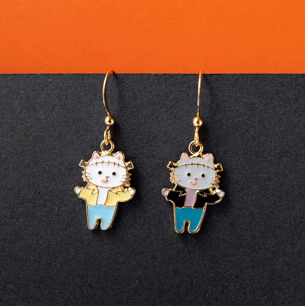 Frankenstein Cat Enamel Earrings/ Bracelet/ Necklace