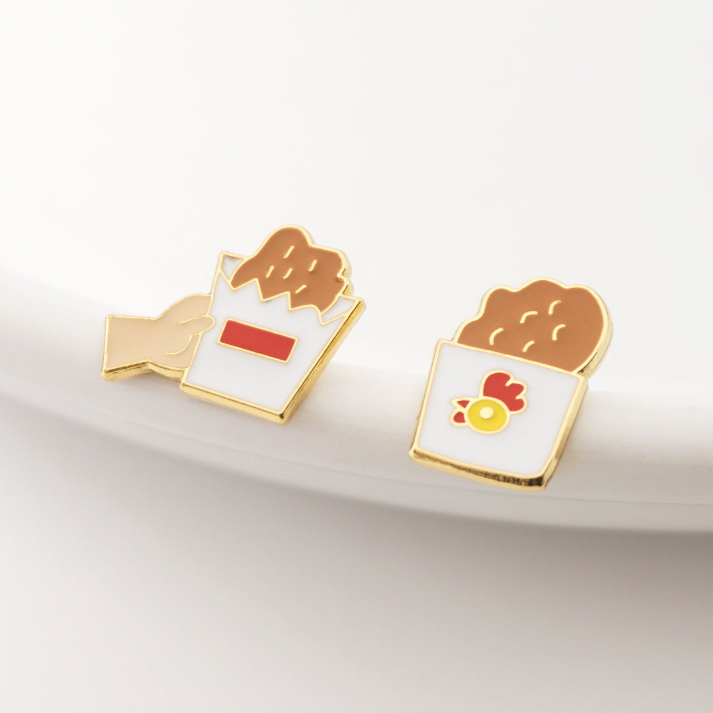 Taiwanese Chicken Cutlet (Ji Pai) Enamel Stud Earrings