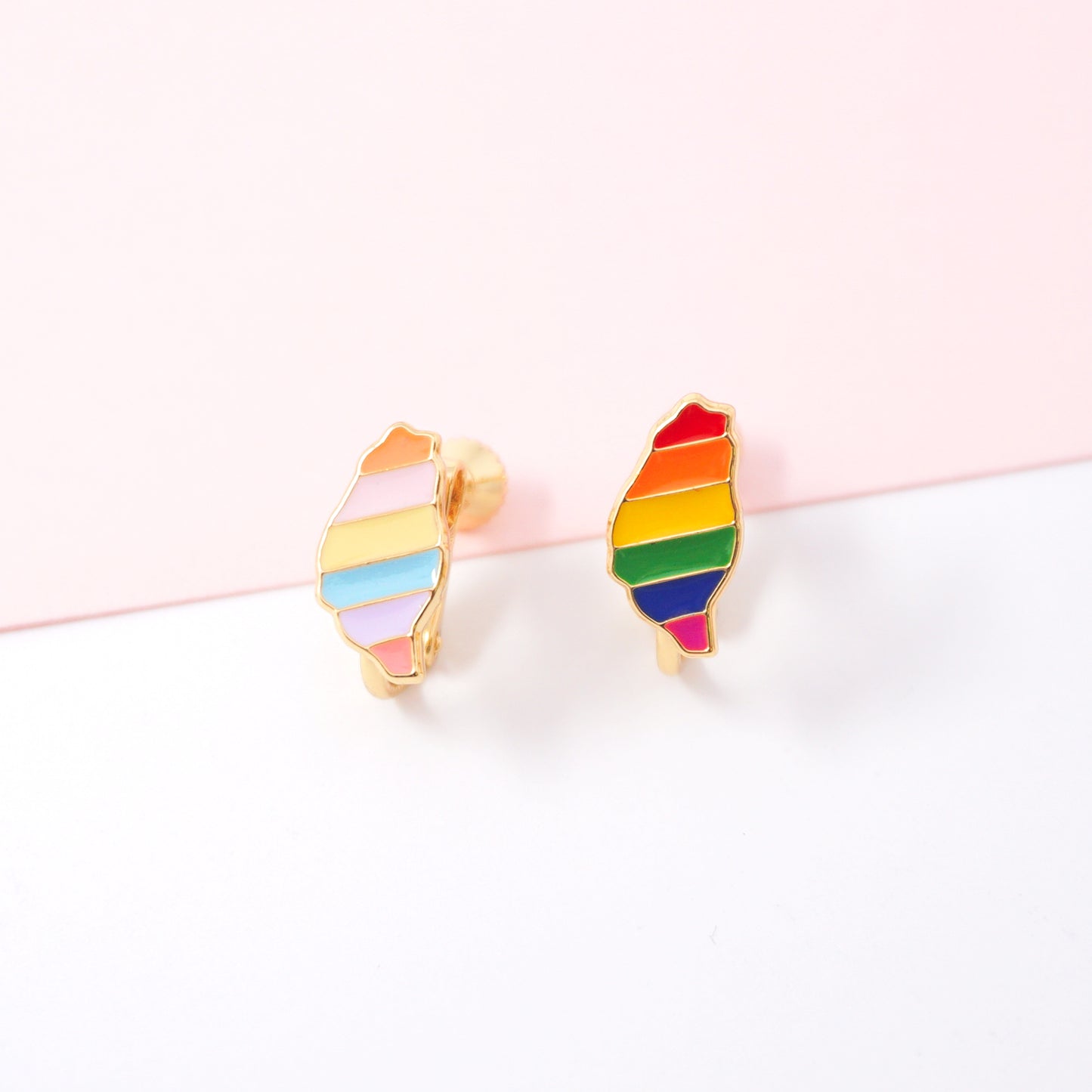 Rainbow Taiwan Enamel Stud Earrings