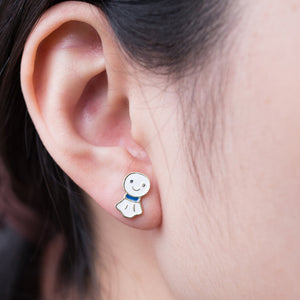 Blue Teru Teru Bōzu Enamel Stud  Earrings