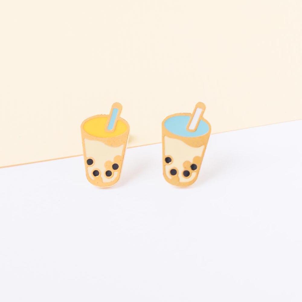 Handcrafted Bubble Tea Enamel Stud Earrings | Miss Modi