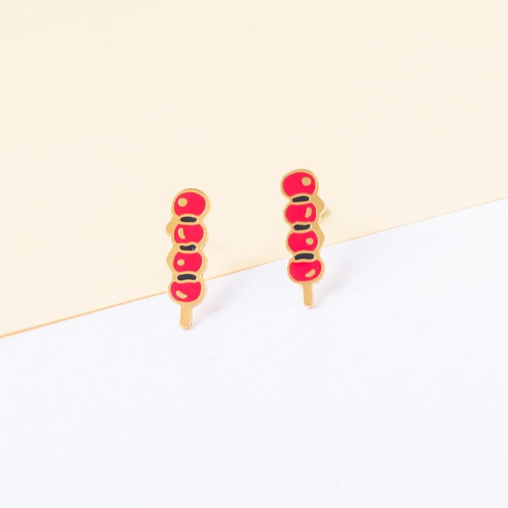 Bingtanghulu (candied fruit) Enamel Stud Earrings | Miss Modi