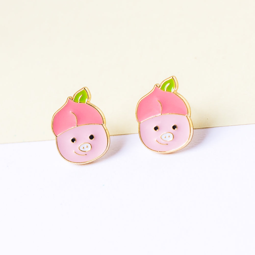 Peachy Piggy Enamel Earrings/ Bracelet/ Necklace