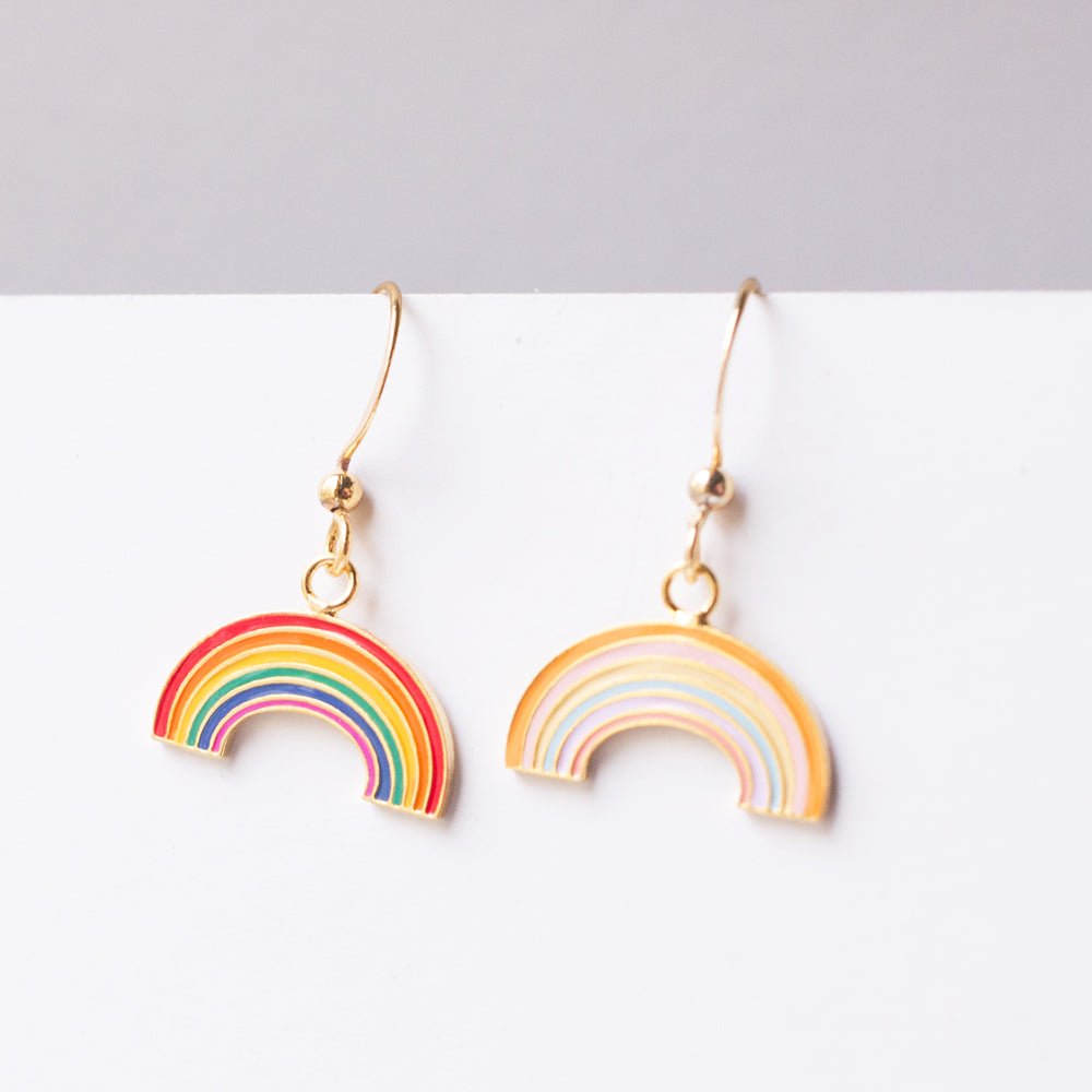 Rainbow Bear Mismatched Enamel Earrings [One Piece]