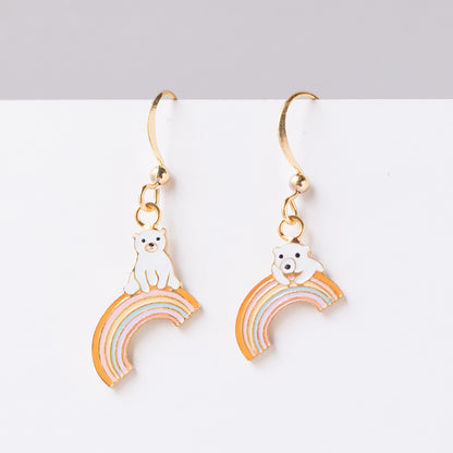 Rainbow Bear Mismatched Enamel Earrings [One Piece]