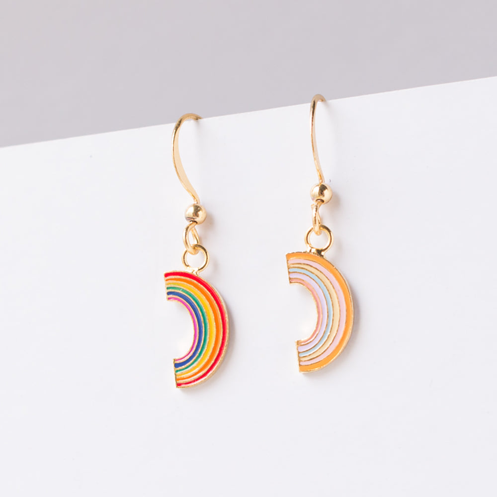 Rainbow Bear Mismatched Enamel Earrings [One Piece]