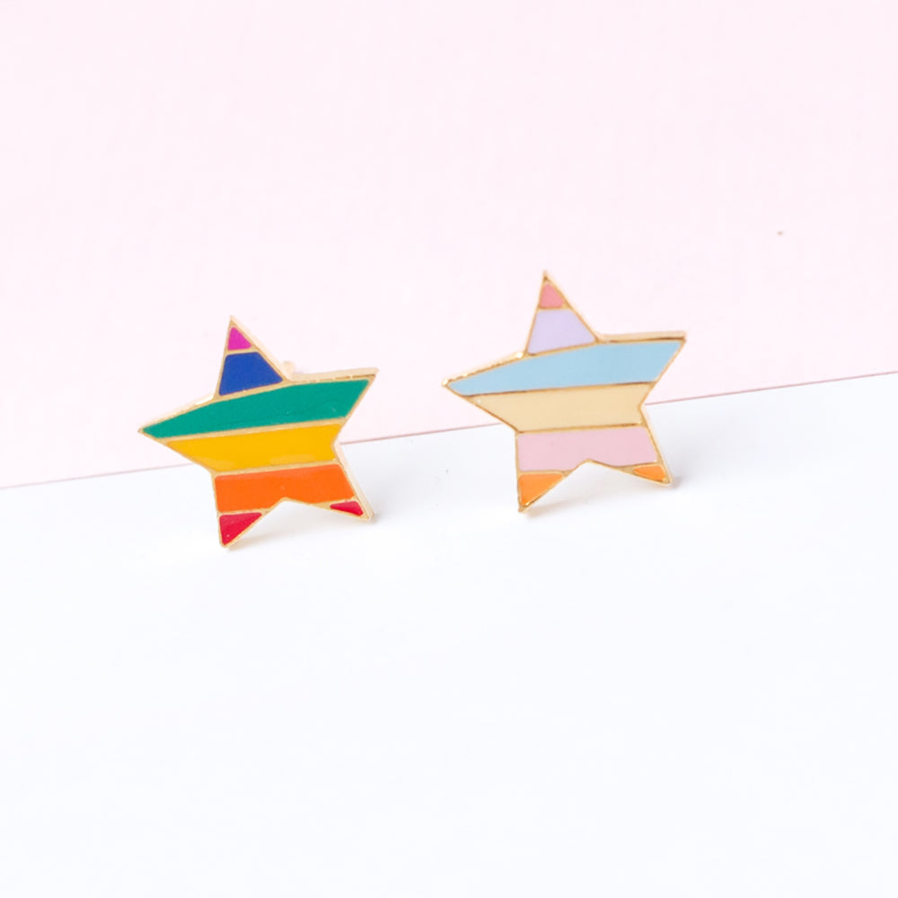 Rainbow Star Enamel Stud Earrings